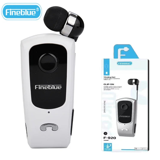 Fineblue F920 Wireless Retractable Portable Bluetooth Headset Headphone Remind Vibration Wear Clip Sports Collar Clip Earphone